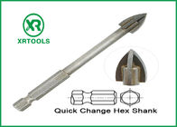 Hex Shank Metric Masonry Drill Bits Cross Carbide Tip Untuk Kaca / Ubin Keramik